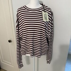 NWT Daily Drills BODEGA WHITE  Striped Cotton Long Sleeve Tee XS/S Sold Out